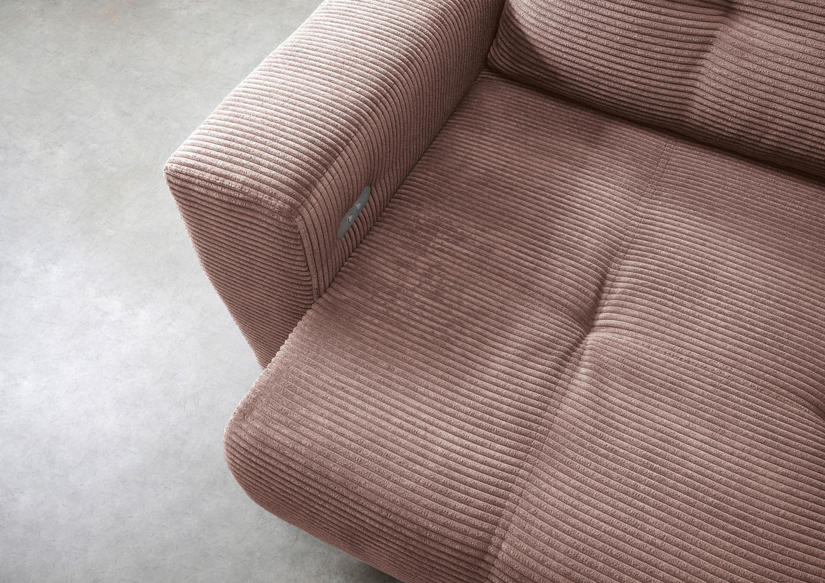 ECKSOFA in Cord Rosa  - Schwarz/Rosa, Modern, Holz/Textil (246/177cm) - MID.YOU