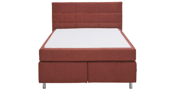 BOXSPRINGBETT 140/200 cm  in Rotbraun  - Rotbraun/Alufarben, KONVENTIONELL, Textil/Metall (140/200cm) - Dieter Knoll