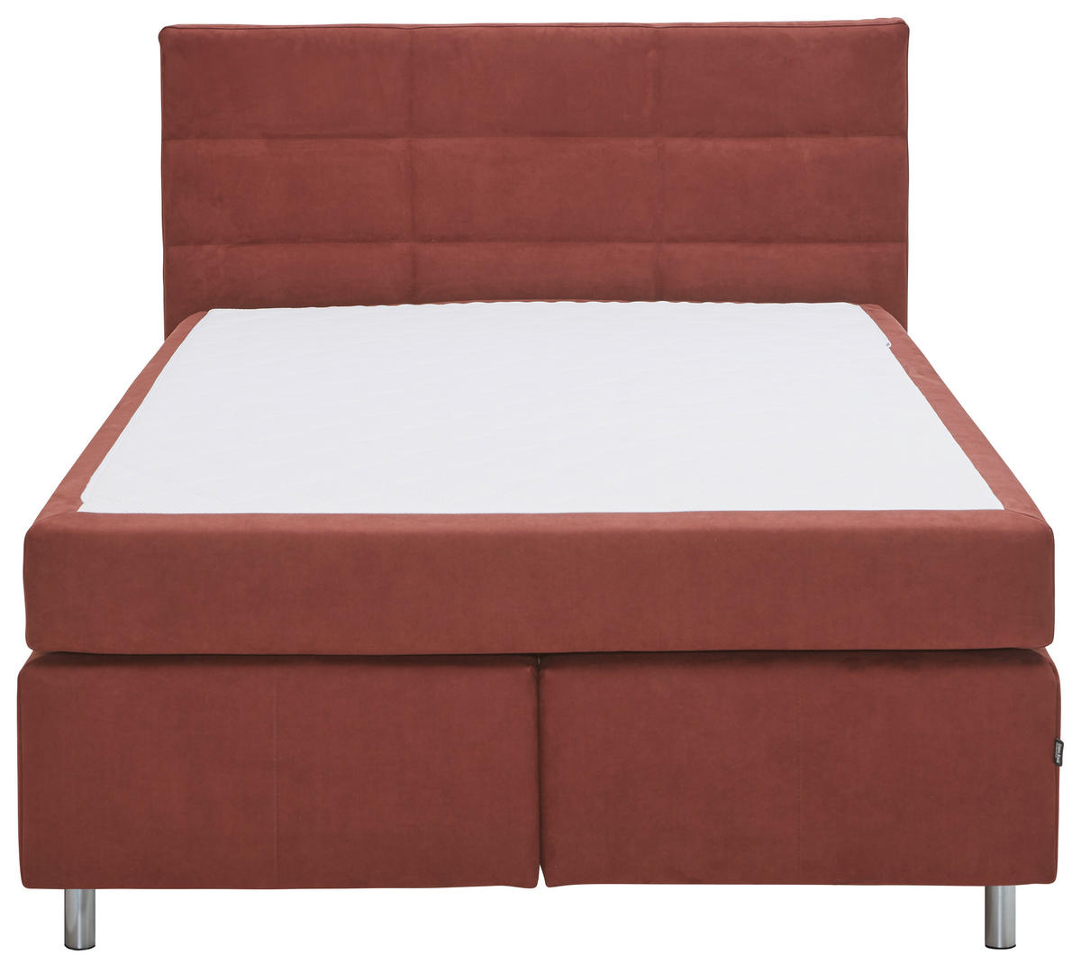 BOXSPRINGBETT 140/200 cm  in Rotbraun  - Rotbraun/Alufarben, KONVENTIONELL, Textil/Metall (140/200cm) - Dieter Knoll