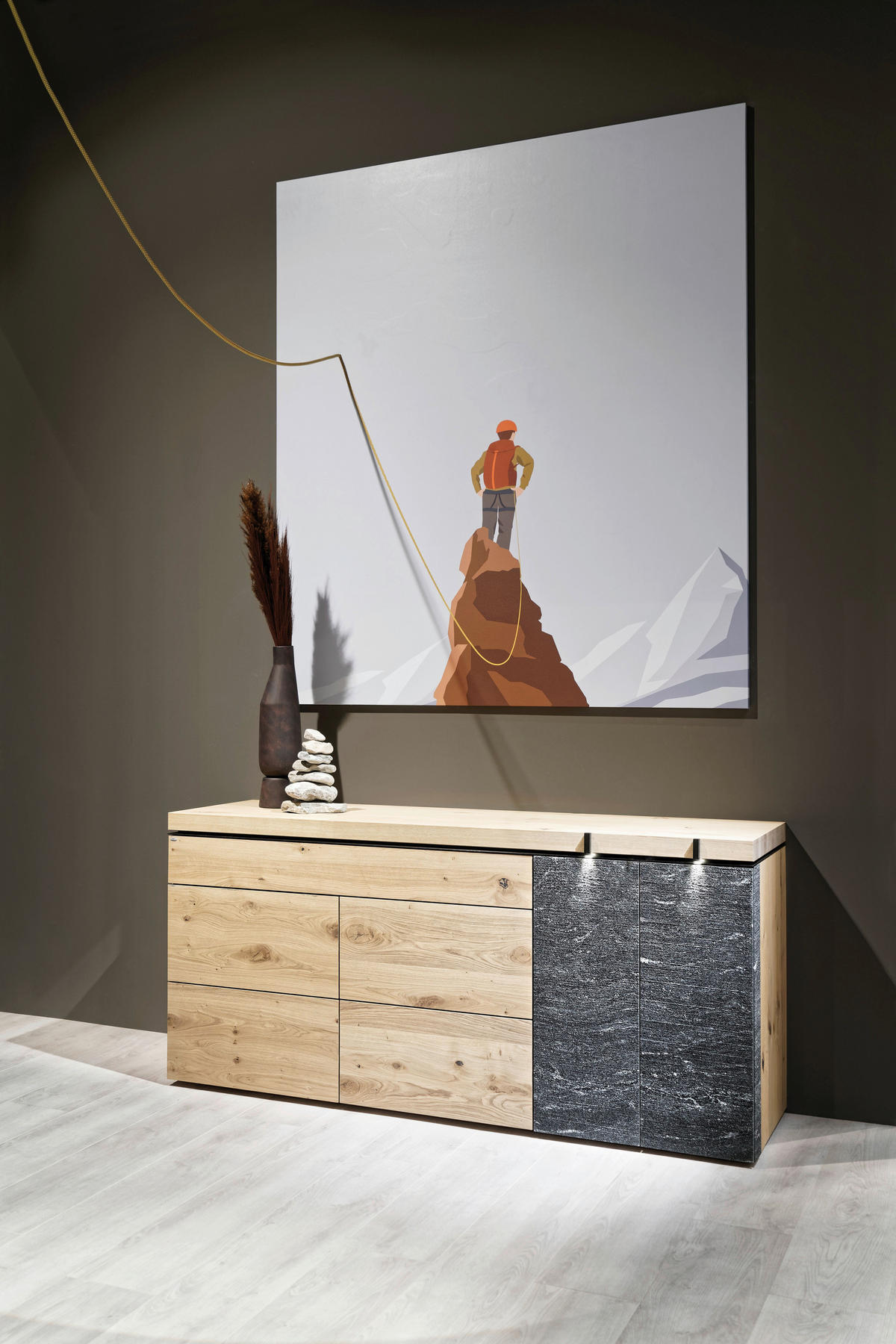 SIDEBOARD  in 192,2/89,4/52,1 cm  - Eichefarben/Graphitfarben, Design, Holz/Stein (192,2/89,4/52,1cm) - Voglauer