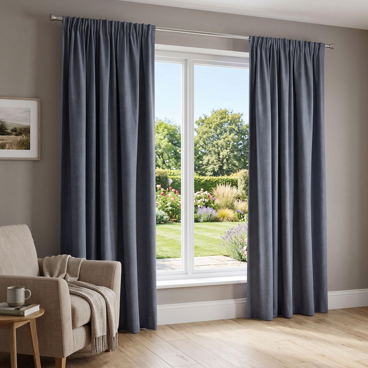 THERMOVORHANG blickdicht  - Blau, KONVENTIONELL, Textil (135/245cm)