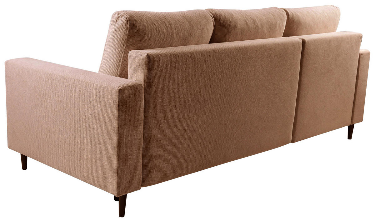 ECKSOFA in Struktur Braun  - Schwarz/Braun, Modern, Holz/Kunststoff (145/230cm) - MID.YOU