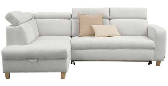 ECKSOFA inkl. Funktionen Grau Samt - Grau, Design, Holz/Textil (206/261cm) - Venda