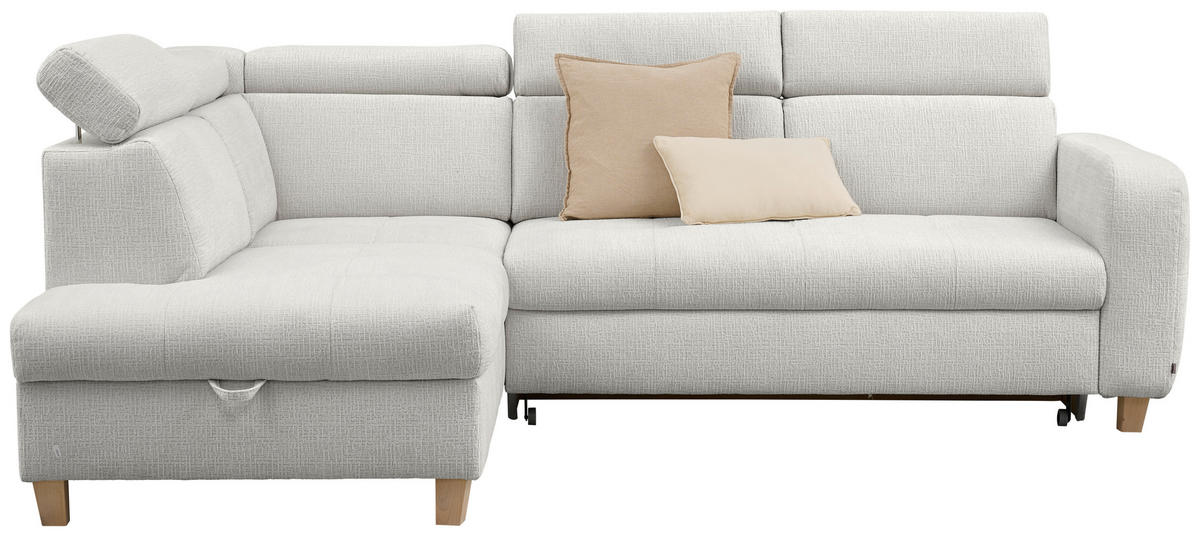 ECKSOFA inkl. Funktionen Grau Samt  - Grau, Design, Holz/Textil (206/261cm) - Venda