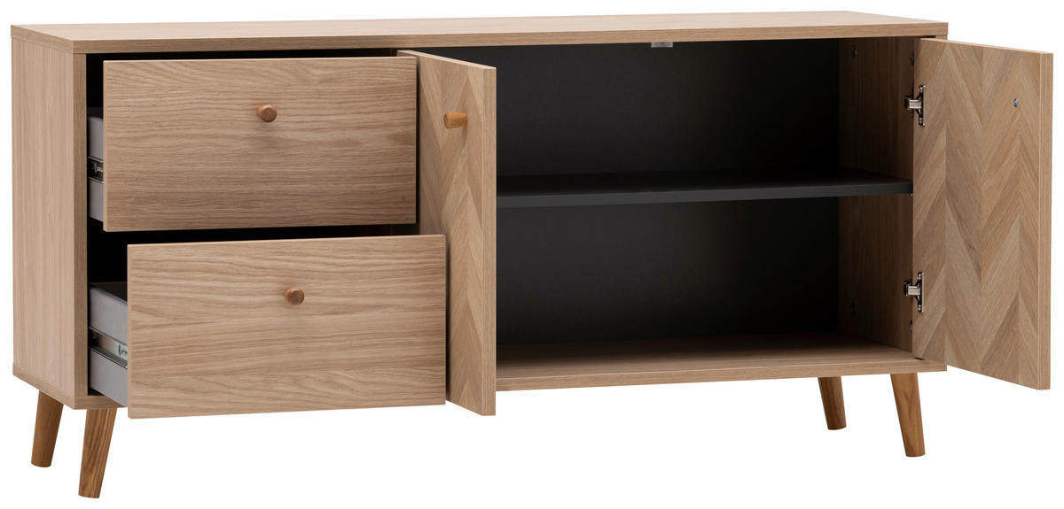 LOWBOARD  109/54,1/33,05 cm 2 Schublade(n) Beimöbel erhältlich, stehend, in verschiedenen Größen erhältlich, in verschiedenen Holzdekoren erhältlich  - Eichefarben, Design, Holz/Holzwerkstoff (109/54,1/33,05cm) - MID.YOU