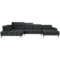 WOHNLANDSCHAFT Graphitfarben Webstoff  - Schwarz/Graphitfarben, Design, Textil/Metall (216/385/177cm) - Welnova