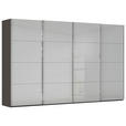 SCHWEBETÜRENSCHRANK  in Graphitfarben, Seidengrau  - Chromfarben/Seidengrau, Design, Glas/Holzwerkstoff (361/223/68cm) - Novel