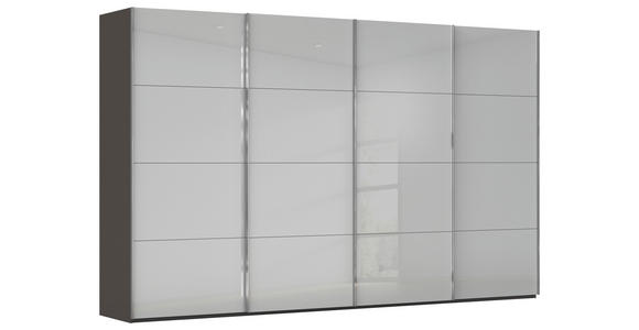 SCHWEBETÜRENSCHRANK  in Graphitfarben, Seidengrau  - Chromfarben/Seidengrau, Design, Glas/Holzwerkstoff (361/223/68cm) - Novel