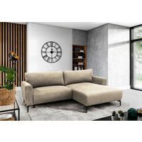 ECKSOFA Beige Flachgewebe  - Beige/Schwarz, Design, Textil/Metall (240/163cm) - MID.YOU