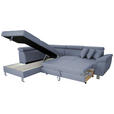 ECKSOFA inkl. Funktionen Blau Webstoff  - Blau/Silberfarben, Design, Textil/Metall (226/257cm) - Xora
