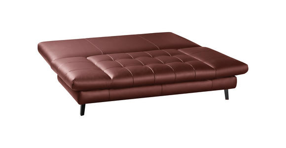 SCHLAFSOFA in Echtleder Bordeaux  - Bordeaux/Schwarz, Design, Leder/Metall (209/94/94cm) - Novel