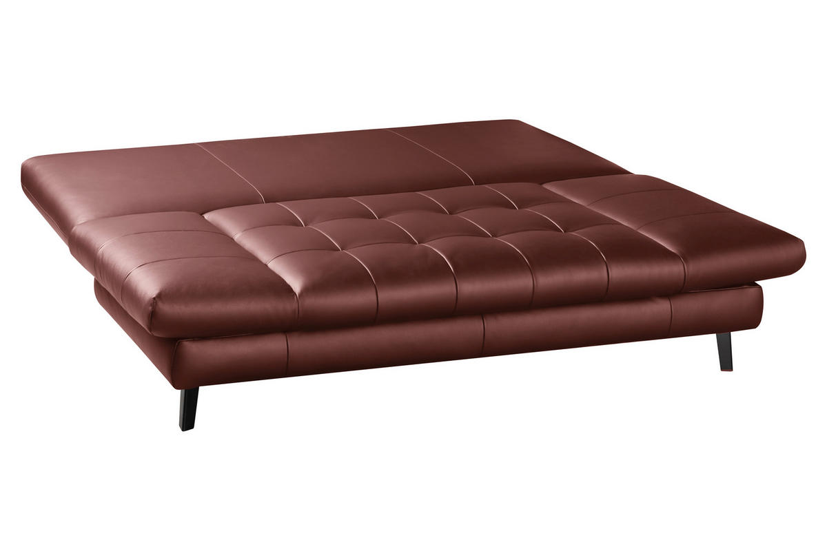 SCHLAFSOFA Bordeaux Echtleder  - Bordeaux/Schwarz, Design, Leder/Metall (209/94/94cm) - Novel