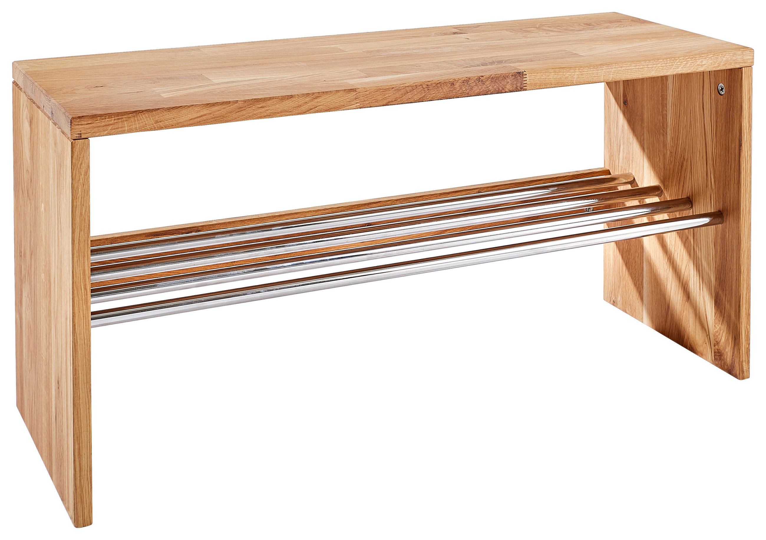 SCHUHREGAL Wildeiche massiv Eichefarben  - Eichefarben, Natur, Holz/Metall (81/40/30cm) - Linea Natura