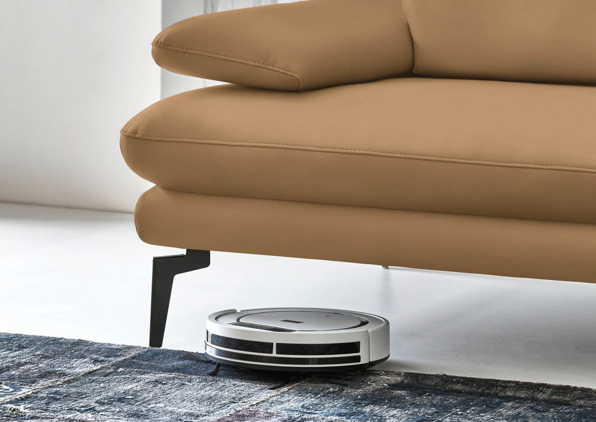 3-SITZER-SOFA in Leder Honig  - Schwarz/Honig, Design, Leder/Metall (222/86/104cm) - Dieter Knoll