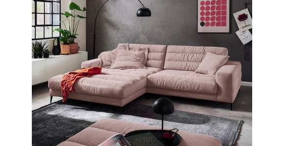 WOHNLANDSCHAFT in Cord Rosa  - Schwarz/Rosa, Design, Textil/Metall (207/296cm) - Dieter Knoll