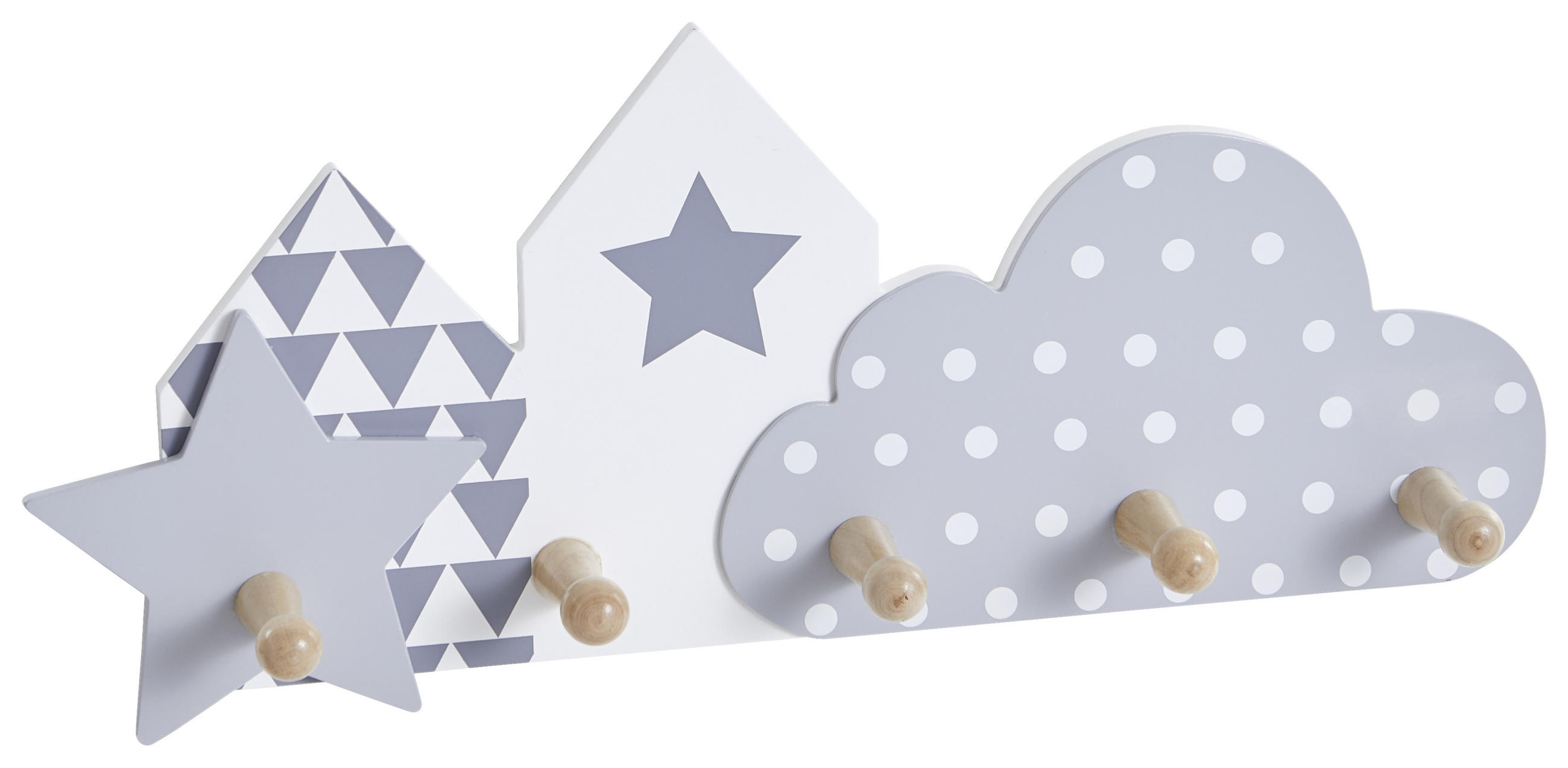NÁSTĚNNÁ ŠATNA - šedá/bílá, Basics, dřevo/kompozitní dřevo (18,5/45,5cm) - My Baby Lou