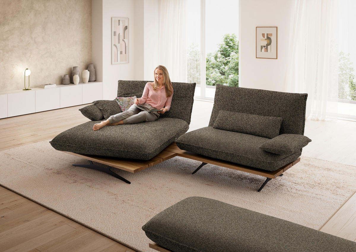 ECKSOFA  in Chenille, Flachgewebe Braun, Wildeiche  161/284 cm  - Wildeiche/Schwarz, Design, Holz/Textil (161/284cm) - Koinor