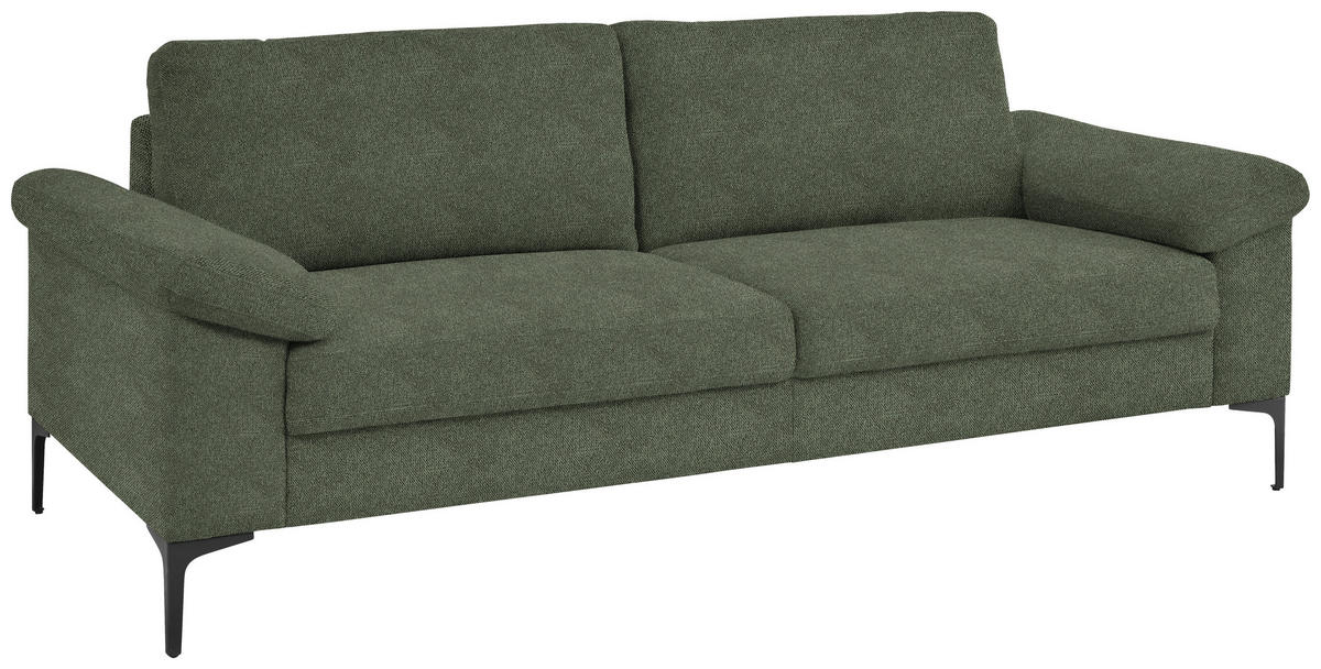 3-SITZER-SOFA in Flachgewebe Olivgrün  - Schwarz/Olivgrün, Design, Textil/Metall (226/89/97cm) - Pure Home Lifestyle