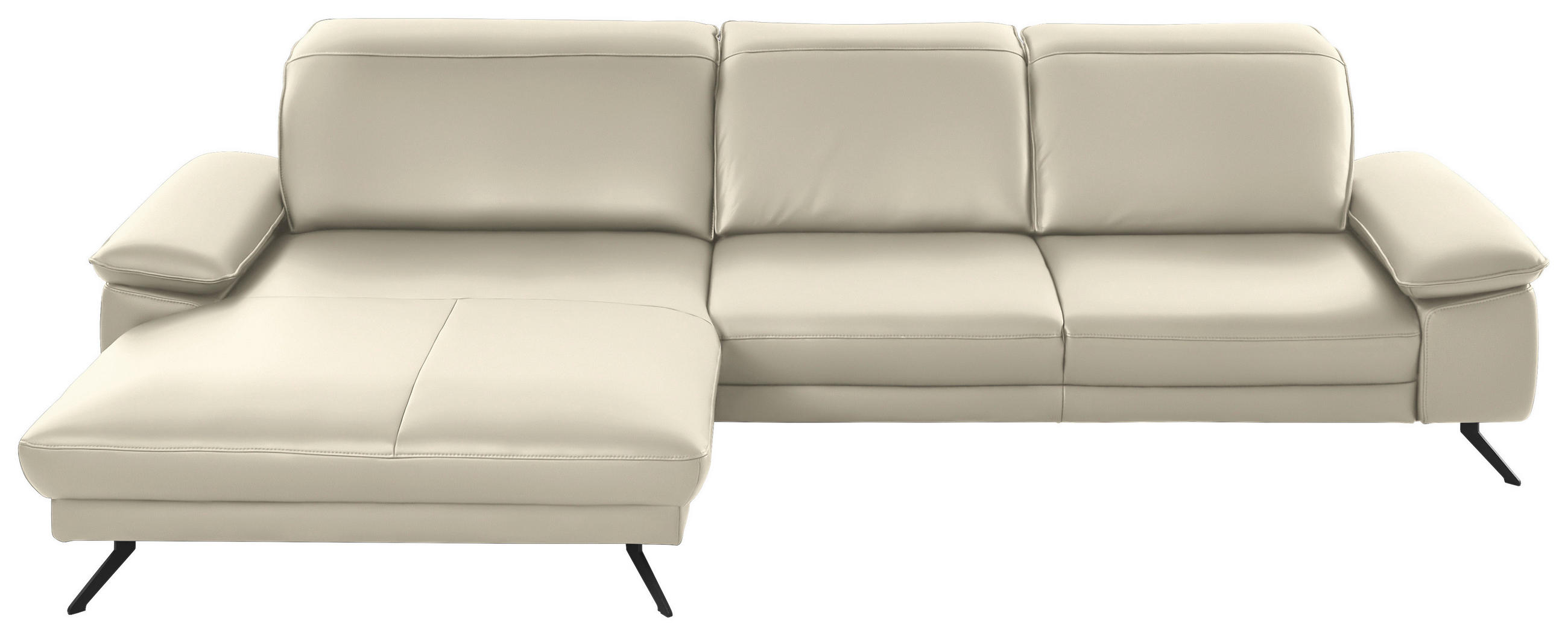 ECKSOFA in Echtleder Naturfarben  193/328 cm  - Schwarz/Naturfarben, Design, Leder/Metall (193/328cm) - Dieter Knoll