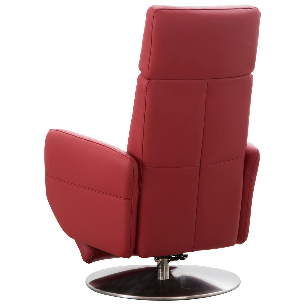 Thumbnail - Sit & More Drehstuhl, Rot, Leder, Echtleder, Nappaleder, Drehteller, 71x110x82 cm, Goldenes M, Made in Europe, DGM-Klima...