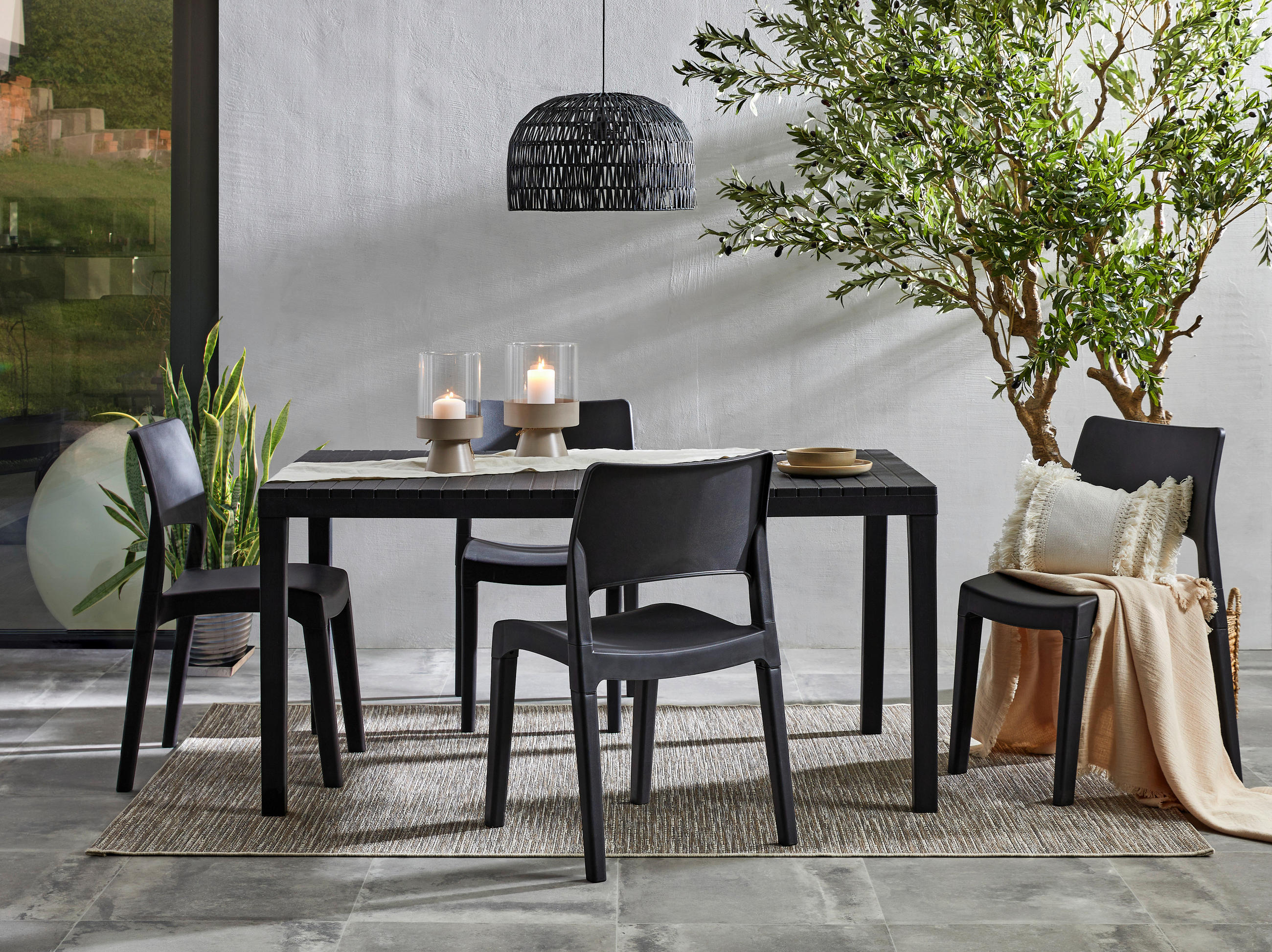 TABLE DE JARDIN 150-220/90/72 cm Kunststoff Anthrazit rechteckig  - Anthrazit, Basics, Kunststoff (150-220/90/72cm) - Ambia Garden