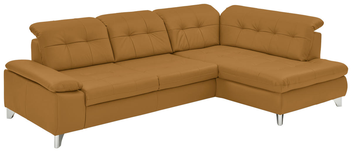 SAROKKANAPÉ bőr currysárga  - alumíniumszínű/currysárga, Design, bőr/fém (309/211cm) - Beldomo Speed