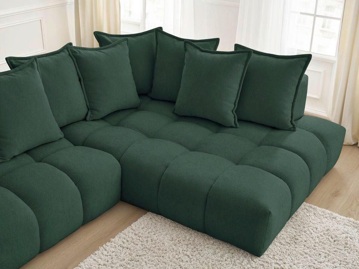 ECKSOFA Ottomane rechts  EVEREST Grün Struktur  - Schwarz/Grün, MODERN, Kunststoff/Textil (352/210cm)