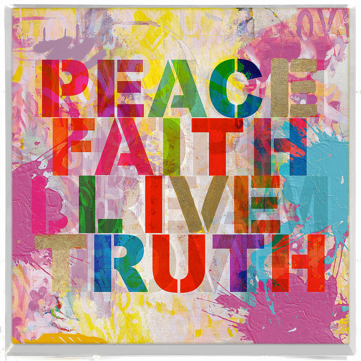 KUNSTDRUCK Text 40/40 cm  - Pink/Grün, Trend, Holz/Kunststoff (40/40cm) - Monee