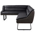 ECKBANK 178/237 cm in Anthrazit - Anthrazit/Schwarz, Design, Leder/Textil (178/237cm) - Novel