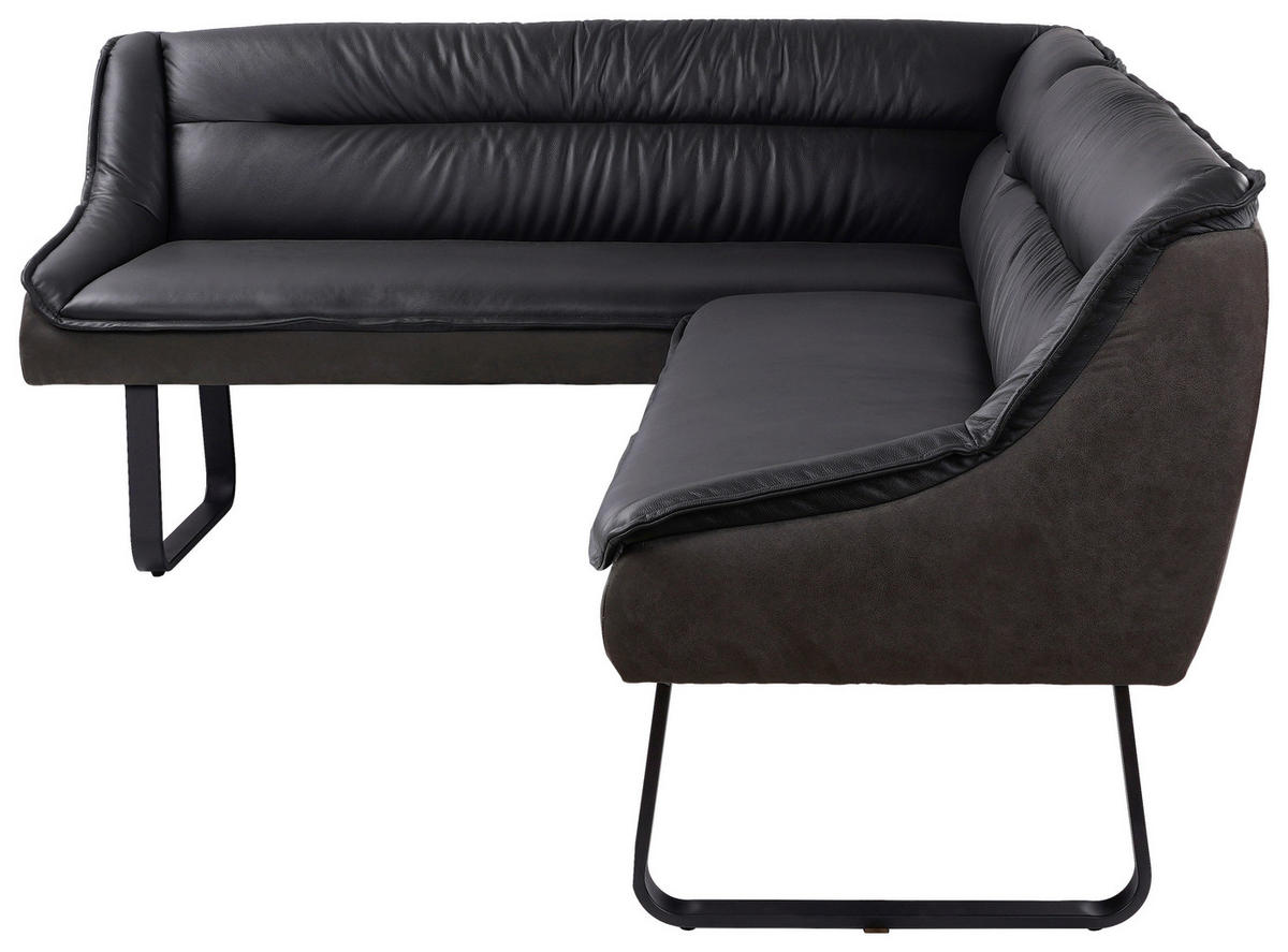 HÖRNBÄNK 178/237 cm  i antracit  - svart/antracit, Design, metall/läder (178/237cm) - Novel