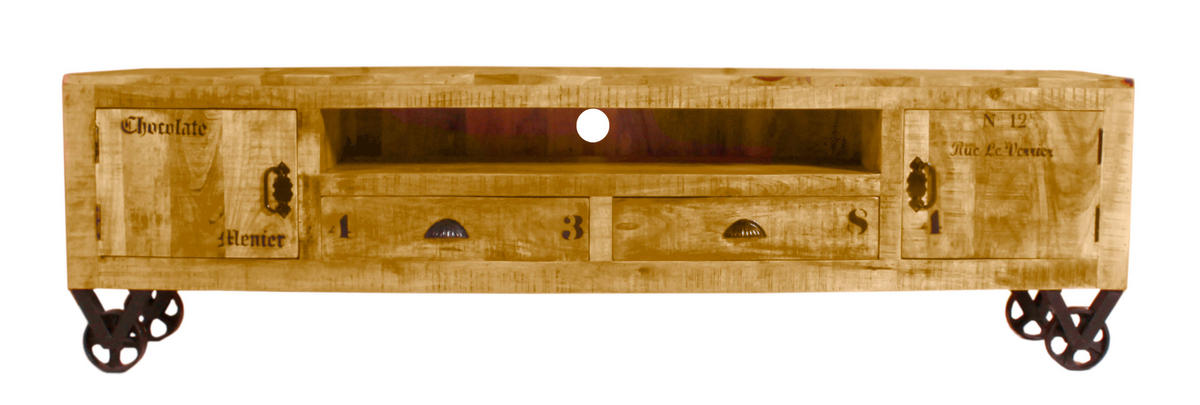 LOWBOARD  200/55/40 cm 2 Schublade(n)  - Schwarz/Naturfarben, Design, Holz/Metall (200/55/40cm) - MID.YOU