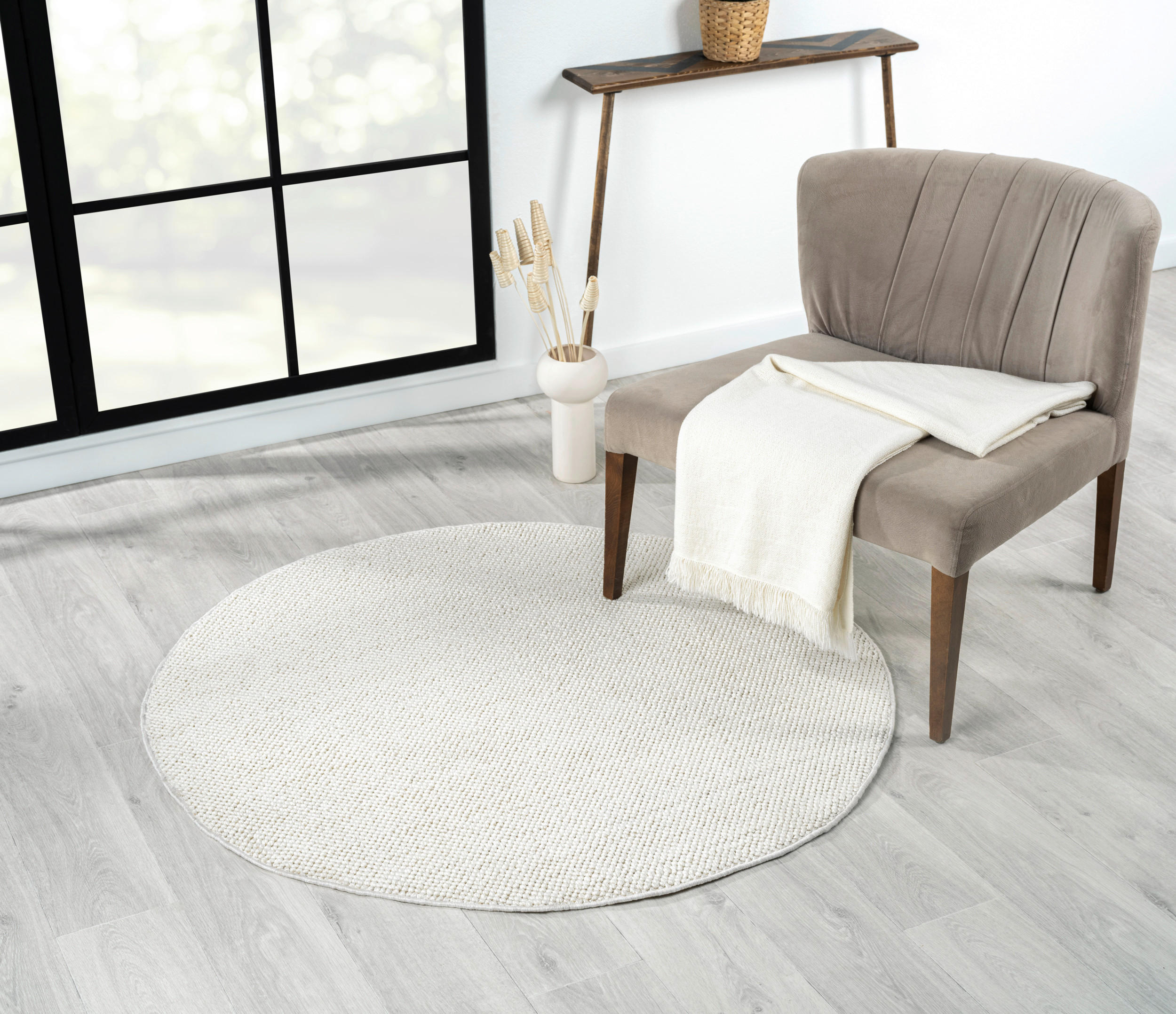 FLACHWEBETEPPICH 120 cm Ava  - Weiß, Basics, Textil (120cm)