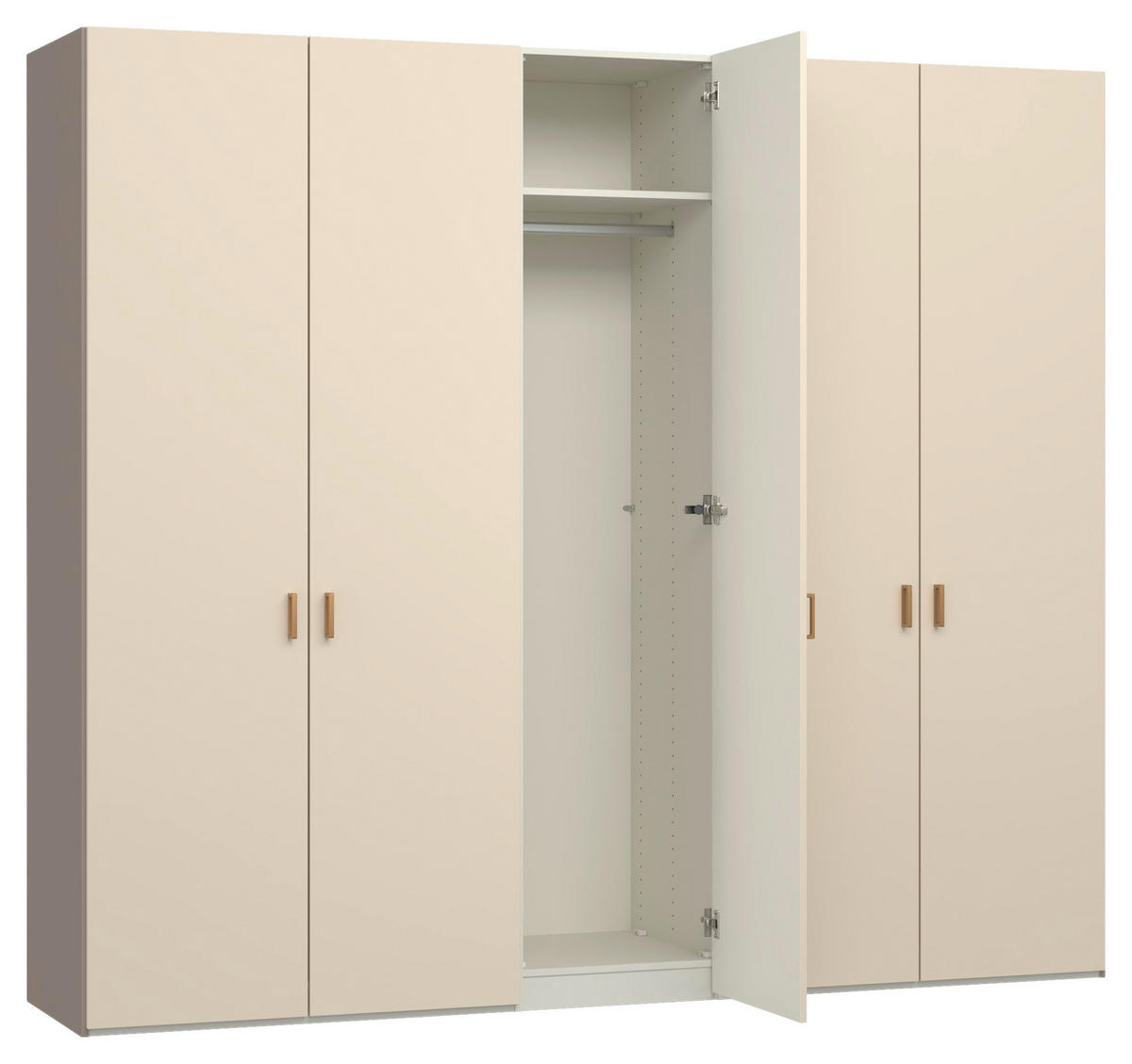 DREHTÜRENSCHRANK 253/220/59 cm,  in Creme, Hellbraun, 5-türig  - Hellbraun/Creme, Design, Glas/Holzwerkstoff (253/220/59cm) - Jutzler