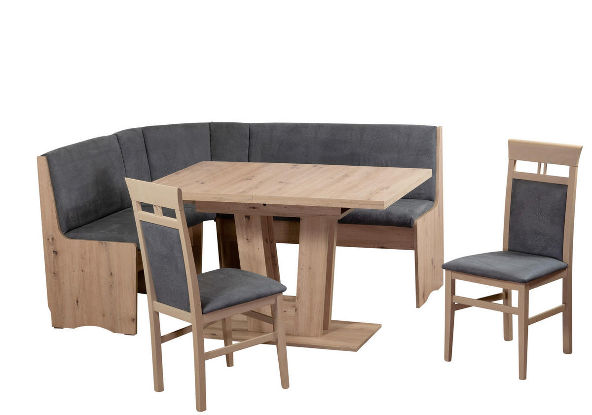 ECKBANKGRUPPE Mikrofaser Grau, Eiche Artisan  - Eiche Artisan/Grau, KONVENTIONELL, Holz/Textil (125/89/165cm) - MID.YOU