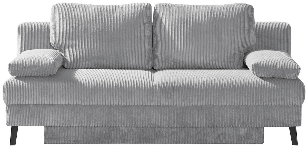 SCHLAFSOFA in Cord Hellgrau  - Hellgrau/Schwarz, MODERN, Textil/Metall (194/91/90cm) - Novel