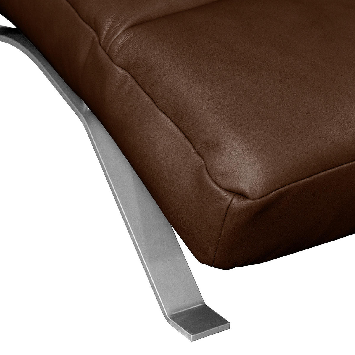 RELAXLIEGE in Echtleder Dunkelbraun  - Dunkelbraun/Silberfarben, Design, Leder/Metall (65/65-95/171cm) - Livetastic