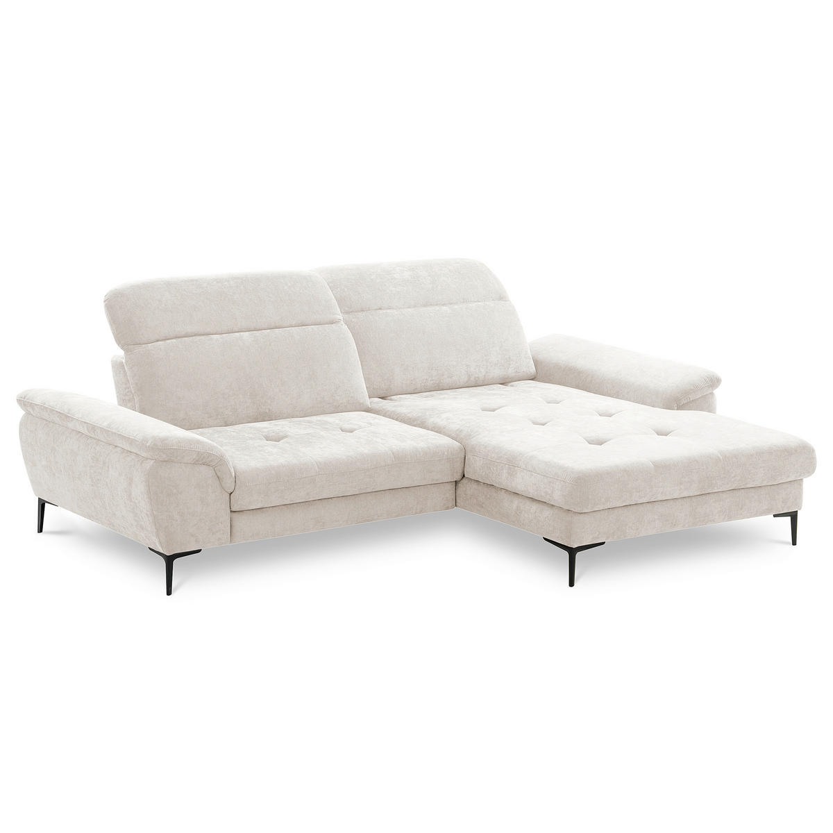 ECKSOFA  Webstoff Sandfarben  - Sandfarben/Schwarz, Design, Textil/Metall (268/195cm) - Livetastic