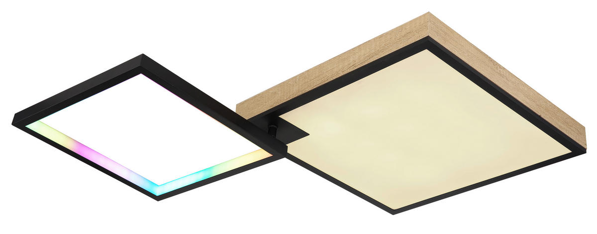 LED-DECKENLEUCHTE 40 W    85,5/55/10 cm  - Dunkelbraun/Opal, Design, Holzwerkstoff/Kunststoff (85,5/55/10cm) - Globo