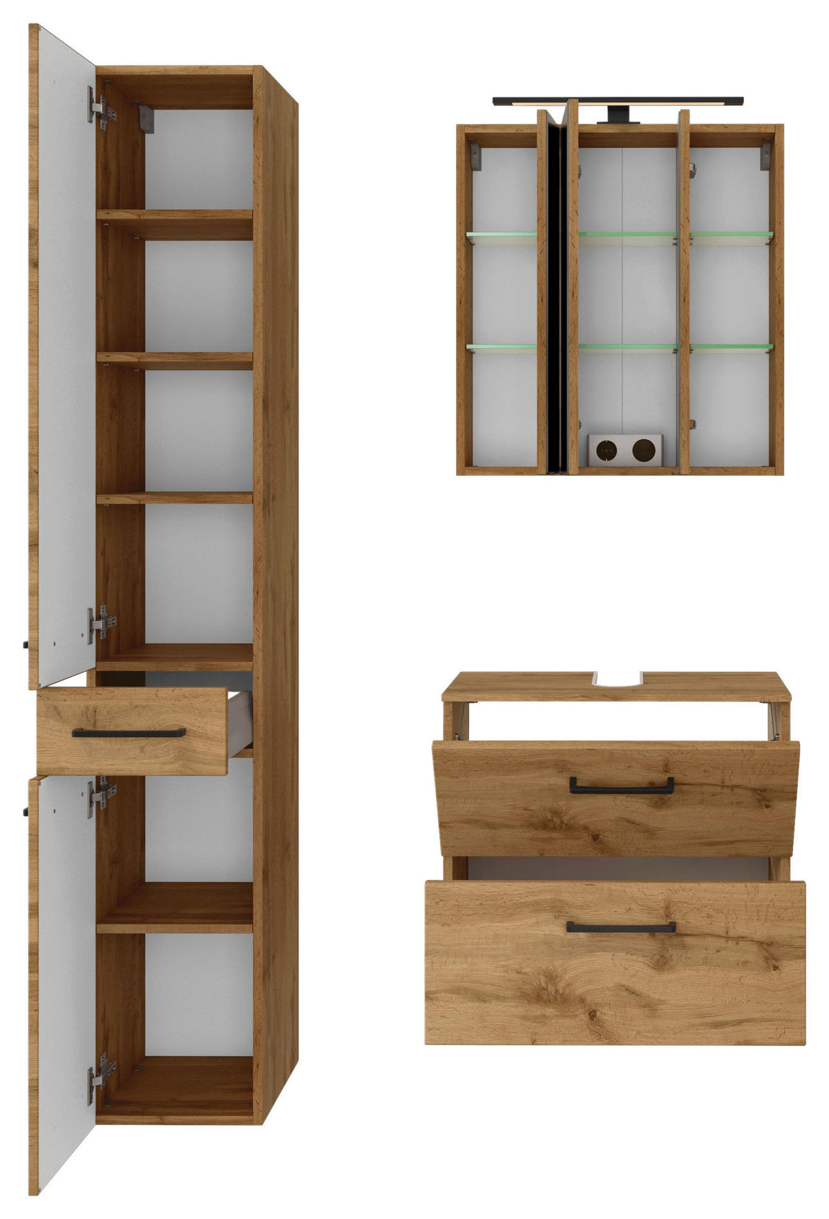 BADEZIMMER  in 90 cm  - Eichefarben, MODERN, Holzwerkstoff (90cm) - Held