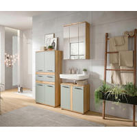 BADEZIMMER 3-teilig  in 145 cm  - Salbeigrün/Schwarz, Trend, Glas/Holzwerkstoff (145cm) - MID.YOU