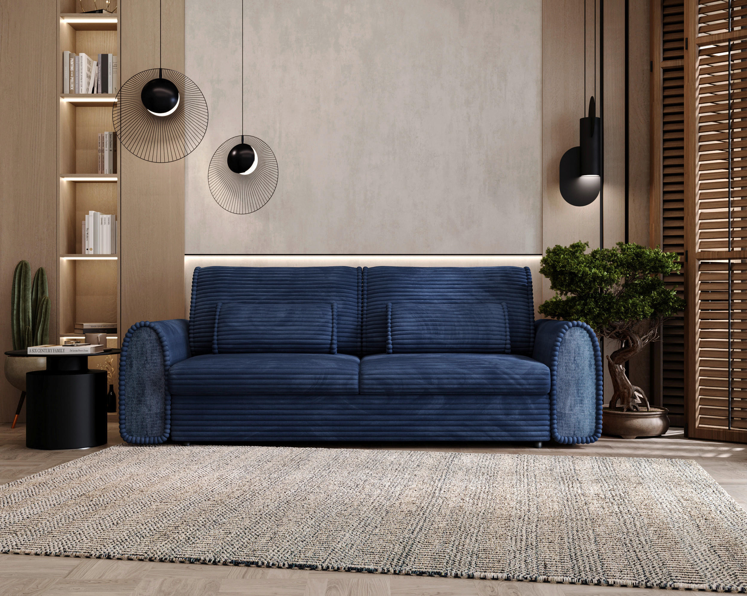 SCHLAFSOFA in Cord, Feincord Dunkelblau  - Schwarz/Dunkelblau, Konventionell, Kunststoff/Textil (240/83/116cm) - Carryhome