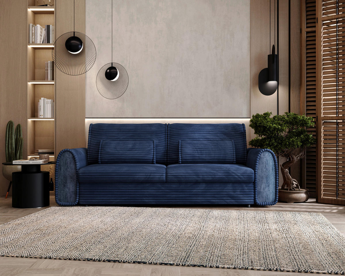 SCHLAFSOFA in Cord, Feincord Dunkelblau  - Schwarz/Dunkelblau, Konventionell, Kunststoff/Textil (240/83/116cm) - Carryhome