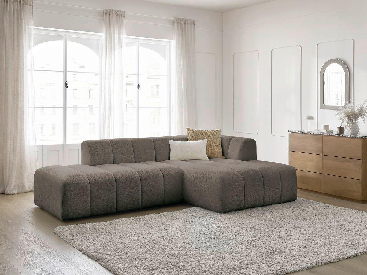 ECKSOFA  ANNECY Taupe Bouclé  - Taupe/Schwarz, MODERN, Kunststoff/Textil (262/170cm)