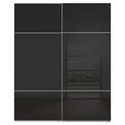 SCHWEBETÜRENSCHRANK 201/223/67 cm 2-türig Schwarz, Weiß  - Alufarben/Schwarz, KONVENTIONELL, Glas/Holzwerkstoff (201/223/67cm) - Novel