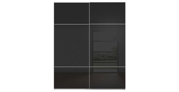 SCHWEBETÜRENSCHRANK 181/223/67 cm 2-türig Schwarz, Weiß - Alufarben/Schwarz, KONVENTIONELL, Glas/Holzwerkstoff (181/223/67cm) - Novel