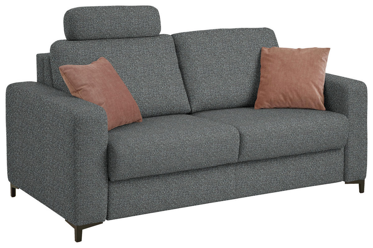 SCHLAFSOFA Webstoff Anthrazit Fussart wählbar, Stoffauswahl, Schlafen auf Sitzhöhe, Rückenfutter, Armteil links, Armteil rechts  - Anthrazit/Schwarz, Konventionell, Textil/Metall (196/87/103cm) - Dieter Knoll