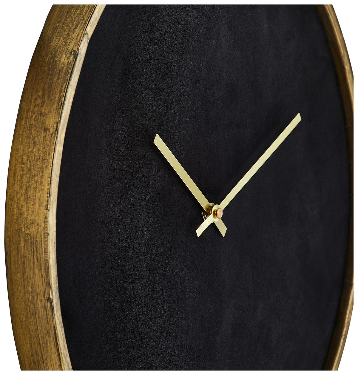 WANDUHR Schwarz, Goldfarben  - Goldfarben/Schwarz, Trend, Textil/Metall (40/40cm) - Ambia Home
