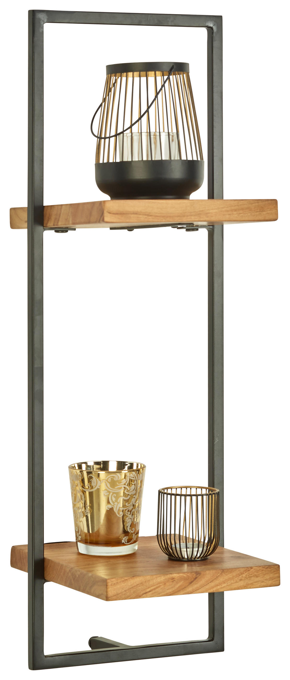 WANDREGAL 25/75/25 cm - Schwarz/Akaziefarben, Trend, Holz/Metall (25/75/25cm) - Landscape
