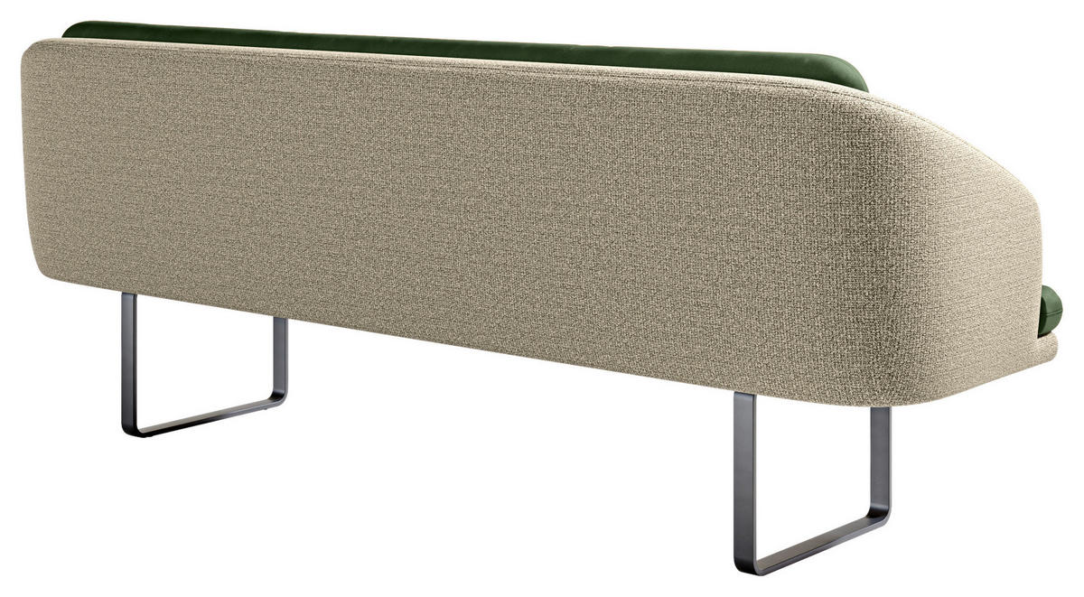 SITZBANK 255/89/68 cm Velours, Flachgewebe Grün, Beige Metall  - Beige/Schwarz, Design, Textil/Metall (255/89/68cm) - Dieter Knoll
