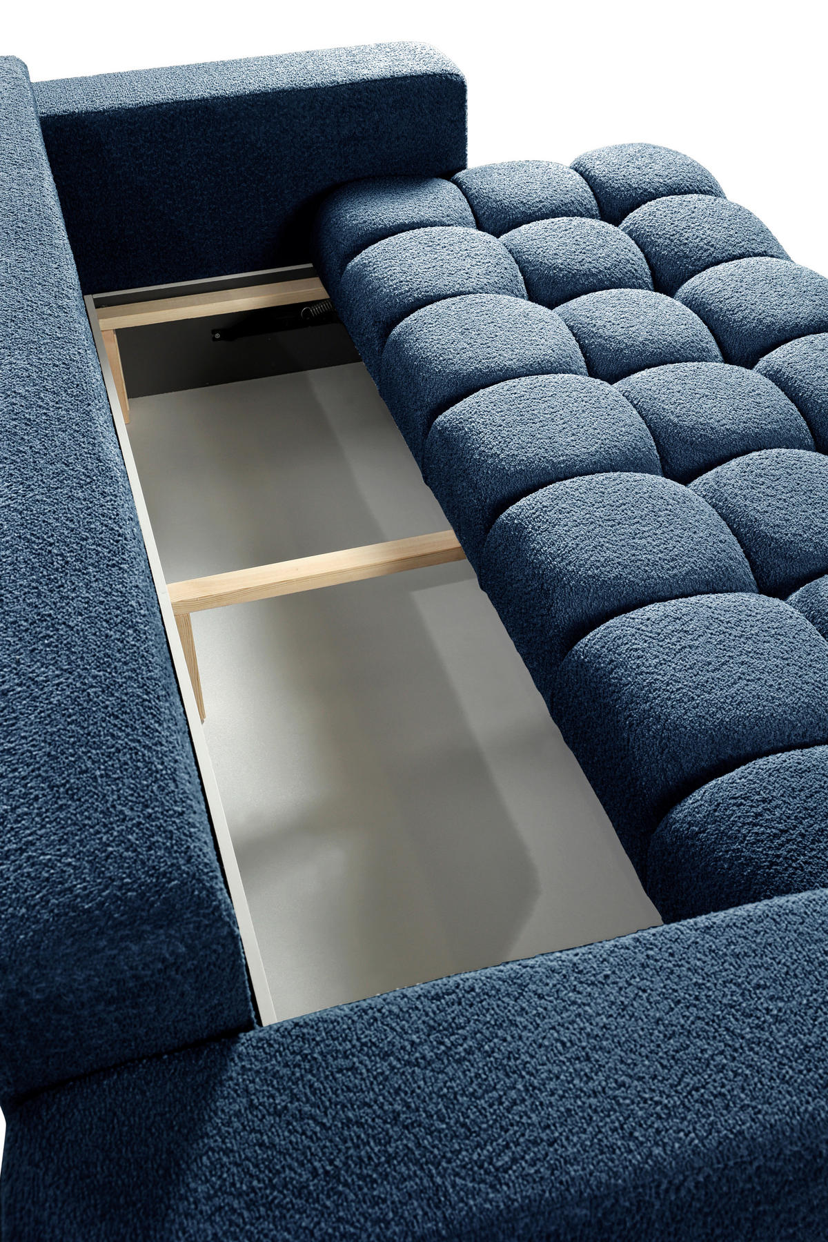 SCHLAFSOFA in Struktur, Bouclé Blau  - Blau/Schwarz, Basics, Kunststoff/Textil (250/86/140cm) - Livetastic